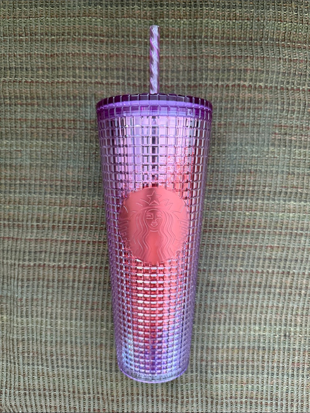 Starbucks Pink Purple Ombre Studded Tumbler with Striped Straw